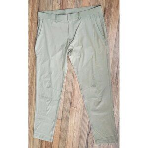 Fabletics Pants Mens Khaki Beige 38 Performance Pockets Stretch Casual Golf Flat